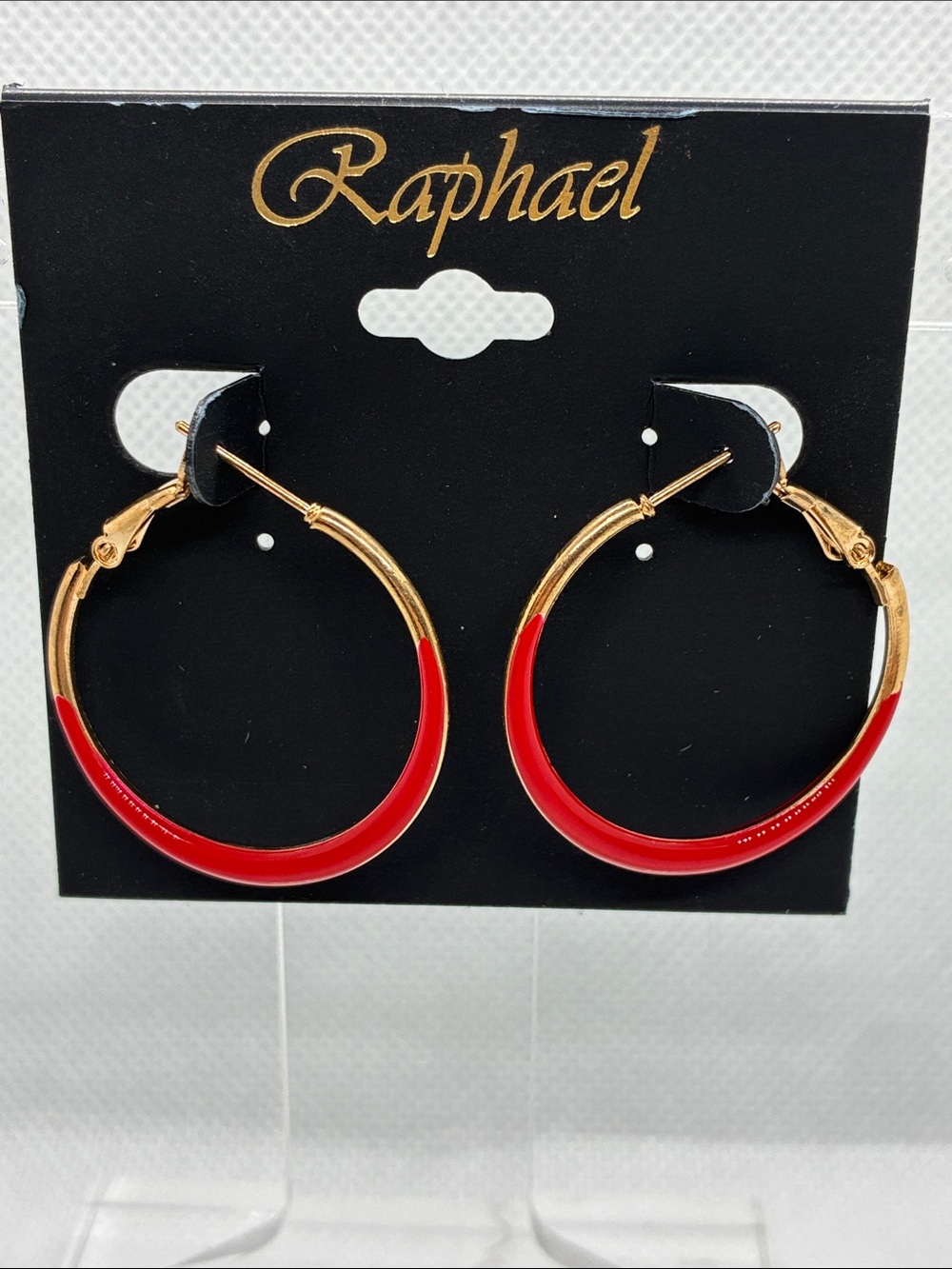 3For$20 Raphael Gold-Tone Hoop Earrings with Red Enamel